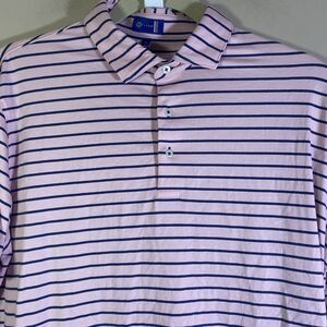 Stitch Golf Polo Men XL Pink Navy Performance Stretch  Short Sleeve Giza Cotton